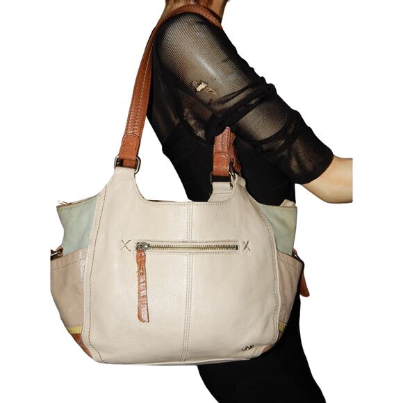 The Sak Leather Shoulder Handbag Color Block - Picture 1 of 12